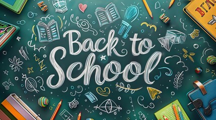 back to school text poster on chalkboard