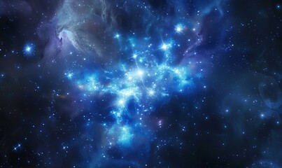 The celestial jewel box of the Pleiades, M45, with its cluster of young, blue stars surrounded by glowing gas and dust, a cosmic treasure trove of stellar evolution