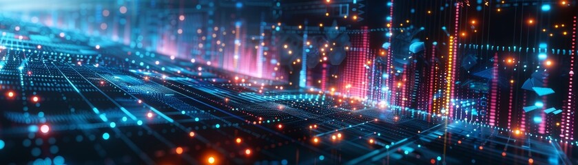 Obraz premium Futuristic Data Visualization Abstract Background with Vibrant Graphs