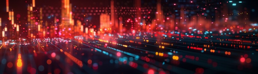 Obraz premium Futuristic Technology Background with Dynamic Interactive Graphs and Data Visualization Elements