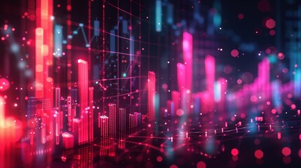 Fototapeta premium Tech Infused Data Visualization Abstract Background with Dynamic Graphs