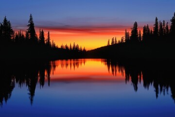 Obraz premium sunset on the lake