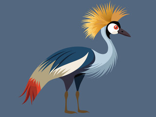 Grue couronnée grise sauvage Nature Animal ont une grande jambe et une tête à crête belle plume
