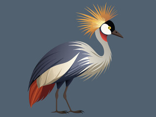 Grue couronnée grise sauvage Nature Animal ont une grande jambe et une tête à crête belle plume
