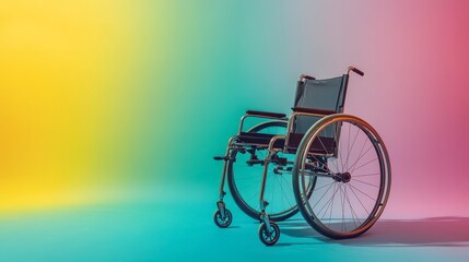 Fototapeta premium Colorful wheelchair on a vibrant gradient background