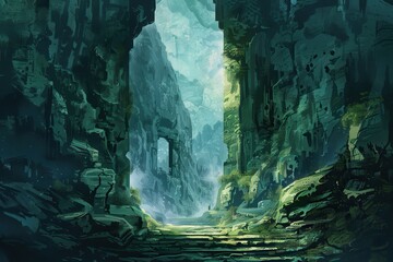 Pathway Through a Verdant Canyon