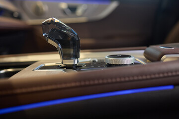 Macro shot of a car gear lever an essential auto part