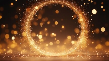 Glowing Orange Circle with Sparkles on Dark Background