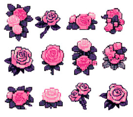 Pixel art of roses for a game asset.