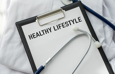 Healthy Lifestyle text concept write on clipboard, medical concept