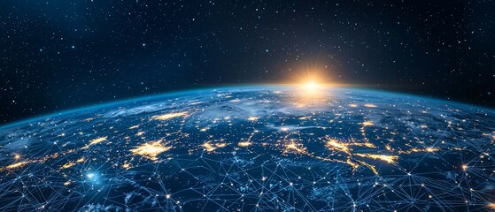 Obraz premium Digital Global Network Connectivity And Data Exchange