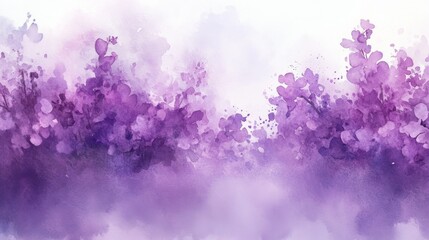 Fototapeta premium Watercolor Lilac Blooms Illustration in Soft Purples