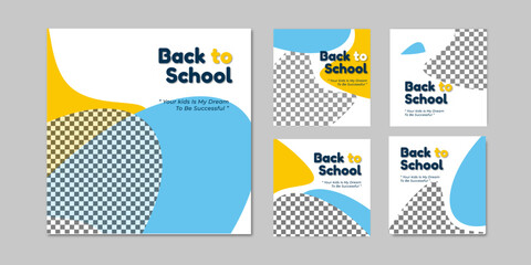 Back to school  Collection Five study abroad education backgrounds square flyer poster templates social media pack banner design templates set