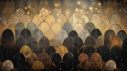 Obraz premium Gold and Silver Art Deco Pattern on Dark Background