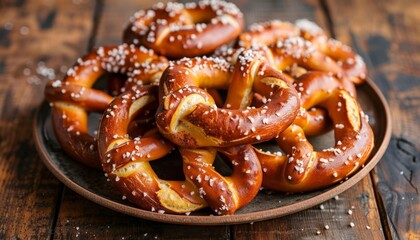 Delicious Homemade Pretzels on Rustic Wooden Table