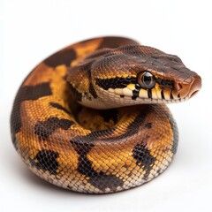 Kenyan sand boa on a white background showcasing its unique coloration and patterns