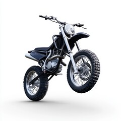 Obraz premium Stunt motorcycle performing a trick in an isolated scene on a white background
