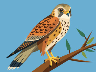Kestrel femelle se percher.