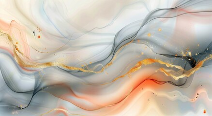 Fototapeta premium Abstract Swirling Patterns of Gray and Orange in a Modern Art Design
