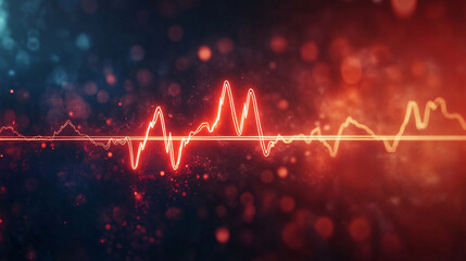 3d illustration of electrocardiogram on red bokeh background.  illustration of electrocardiogram. 