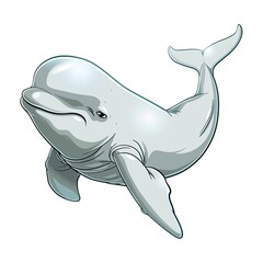 Naklejka premium Beluga Whale Jealousy emotion fantasy animal cartoon isolated whitebackground