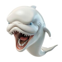 Naklejka premium Beluga Whale Disgust emotion fantasy animal cartoon isolated whitebackground