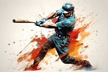 Graphic Sketch of a Baseball Player in Motion, Generative AI
