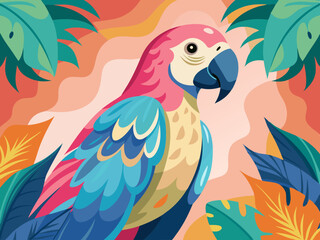 Dessin pastel peint à la main Perroquet isolé. Motif abstrait naturel, Clip Art, Design Elment. Fond tropical, élément de design tropical, concept d’été. Modèle de flyer de fête.
