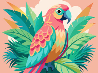 Dessin pastel peint à la main Perroquet isolé. Motif abstrait naturel, Clip Art, Design Elment. Fond tropical, élément de design tropical, concept d’été. Modèle de flyer de fête.

