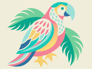 Dessin pastel peint à la main Perroquet isolé. Motif abstrait naturel, Clip Art, Design Elment. Fond tropical, élément de design tropical, concept d’été. Modèle de flyer de fête.
