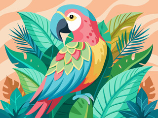 Dessin pastel peint à la main Perroquet isolé. Motif abstrait naturel, Clip Art, Design Elment. Fond tropical, élément de design tropical, concept d’été. Modèle de flyer de fête.
