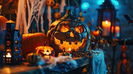 Obraz premium Spooky Halloween Jack-o'-Lanterns