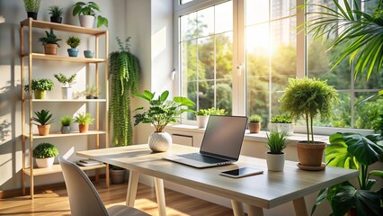 Obraz premium Green oasis of home office