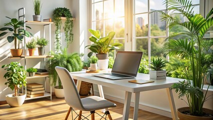 Fototapeta premium Green oasis of home office