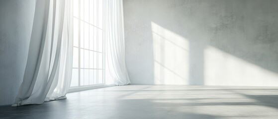 Obraz premium Minimalist Room Interior with Sunlight Streaming Through a Window