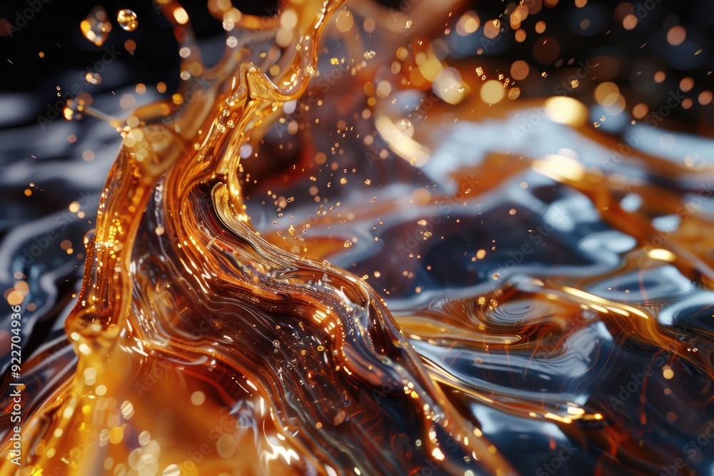 Poster a close-up shot of a liquid wave on the surface of water, great for illustrating movement and fluid 