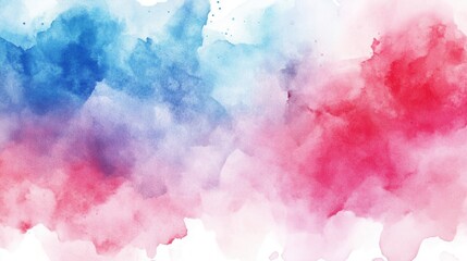 A vibrant watercolor painting with blended red and blue hues creating an abstract, dreamy composition.
