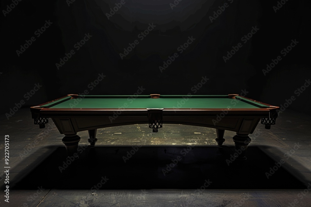 Poster a close-up shot of a pool table with a green cloth, ideal for use in sports or recreation-themed con