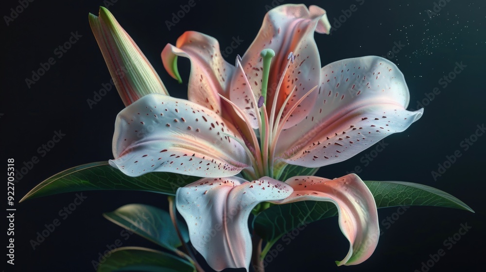 Poster close-up of a single flower against a dark backdrop, ideal for use in design or photography projects