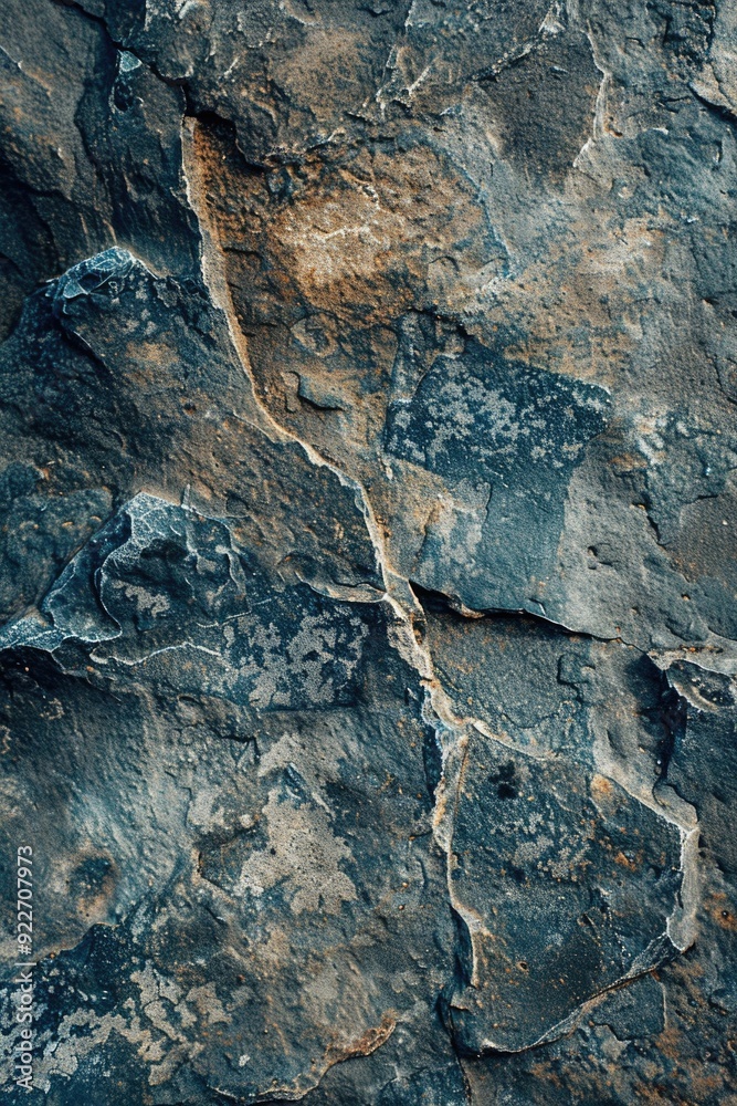 Poster a close-up view of a rock wall featuring a clock
