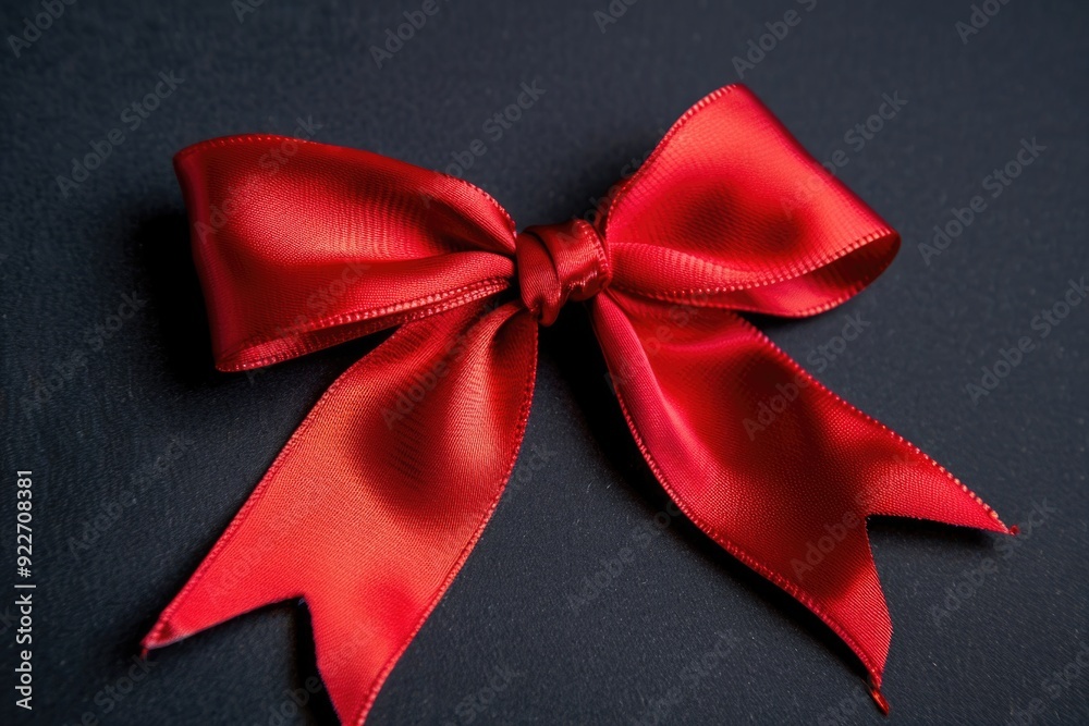 Poster a simple yet elegant design featuring a bright red bow against a dark black surface