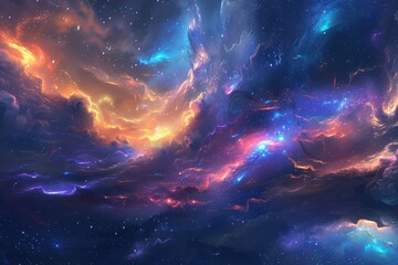 Fototapeta premium Colorful and vibrant space nebula with bright shining stars