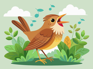 Un petit rossignol chantant une chanson 
