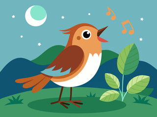 Un petit rossignol chantant une chanson 