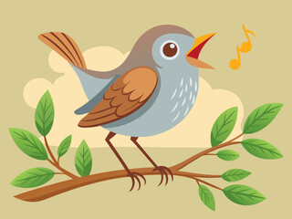 Un petit rossignol chantant une chanson 