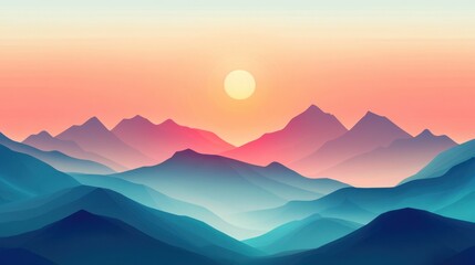 Fototapeta premium Vibrant sunrise over a mountain range with a warm, colorful sky