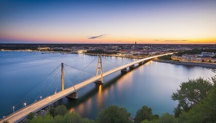 long bridge in wonderful city with water