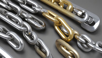 Metal chain with golden element, illustration, wall paper design