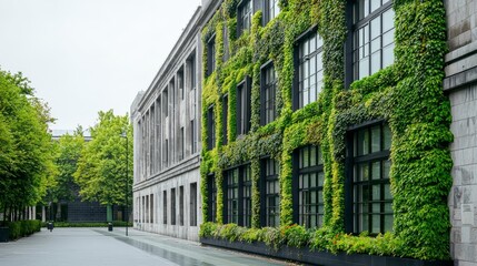 Fototapeta premium A green-certified building with energy-efficient design, rainwater harvesting, and solar power