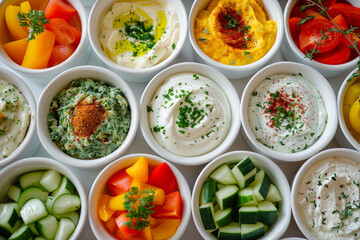 A Variety of Dips and Snacks